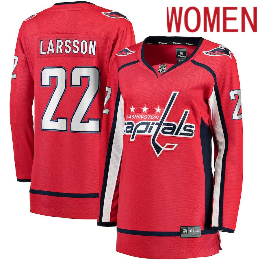 Women Washington Capitals #22 Johan Larsson Fanatics Branded Red Home Breakaway Player NHL Jersey